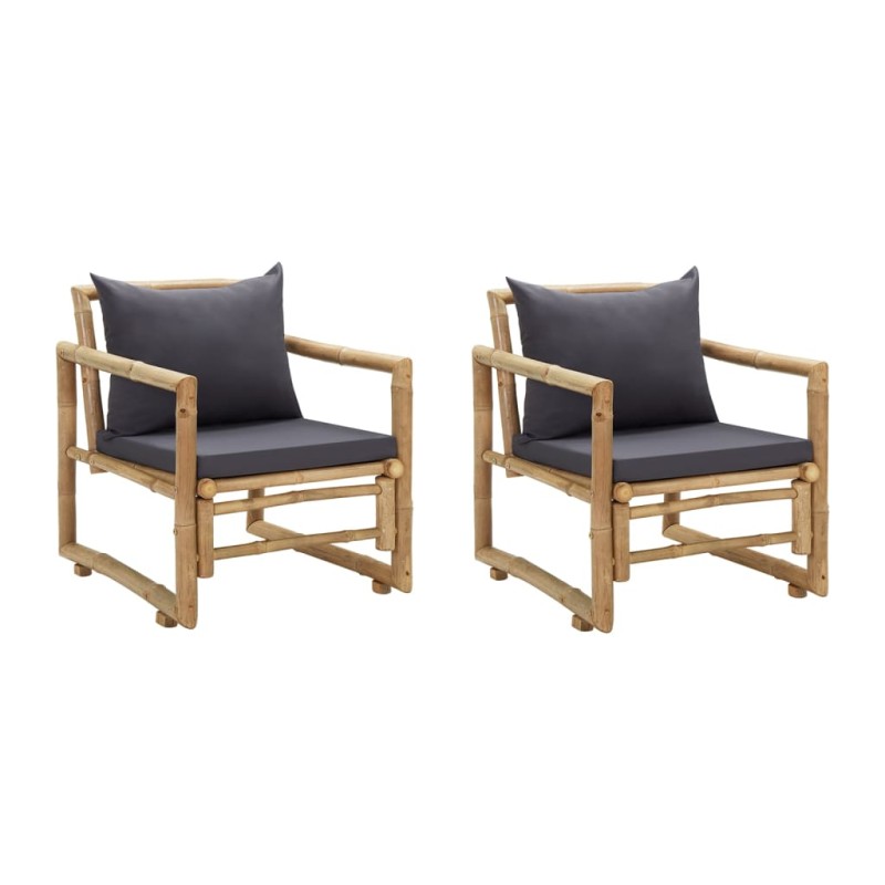 Cadeiras de jardim c/ almofadões 2 pcs bambu-Cadeiras de jardim-Home Retail