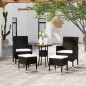 5 pcs conjunto lounge de jardim vime PE preto