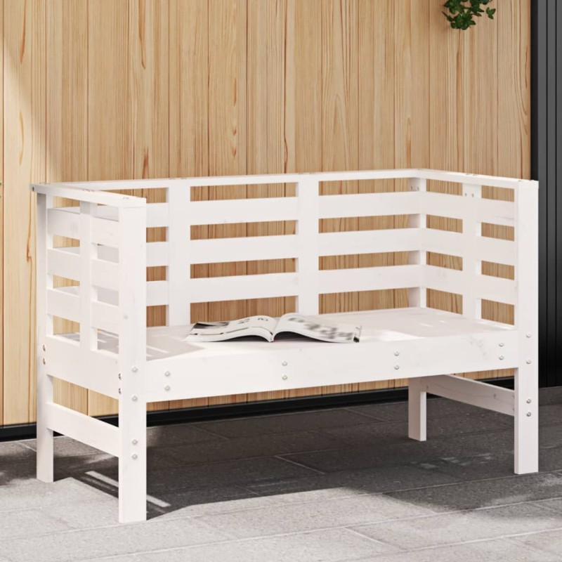 Banco de jardim 111,5x53x71 cm madeira de pinho maciça branco-Bancos de jardim-Home Retail