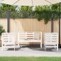 3 pcs conjunto lounge de jardim madeira de pinho maciça branco