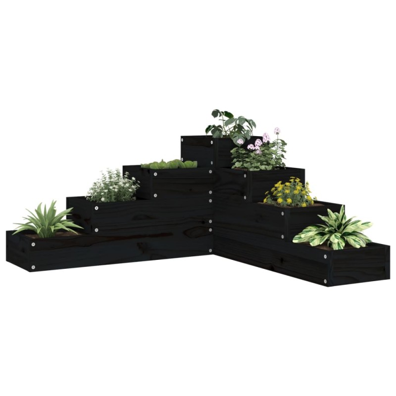 Floreira de jardim c/ 4 níveis 80,5x79x36cm pinho maciço preto-Vasos e floreiras-Home Retail