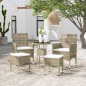 5 pcs conjunto lounge de jardim vime PE bege