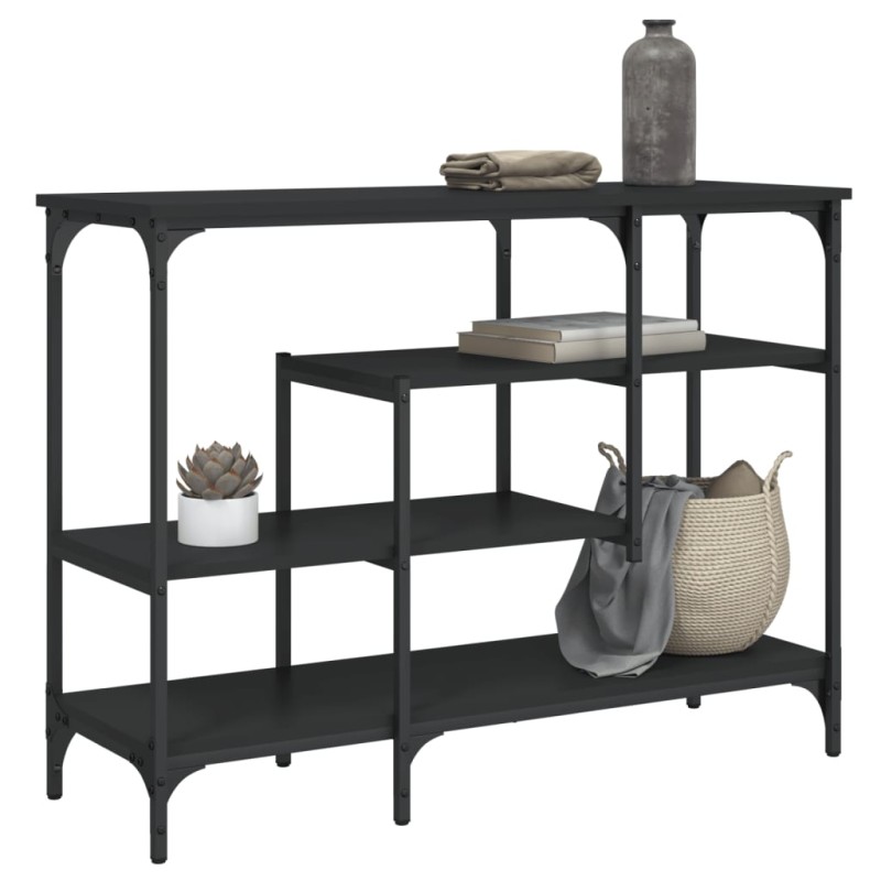 Mesa consola c/ prateleiras 100x35x75 cm preto-Mesas de apoio-Home Retail