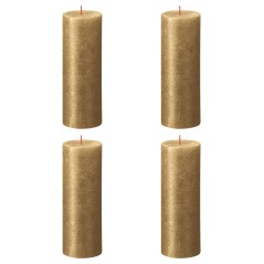 Bolsius Velas rústicas cilíndricas Shimmer 4 pcs 190x68 mm dourado