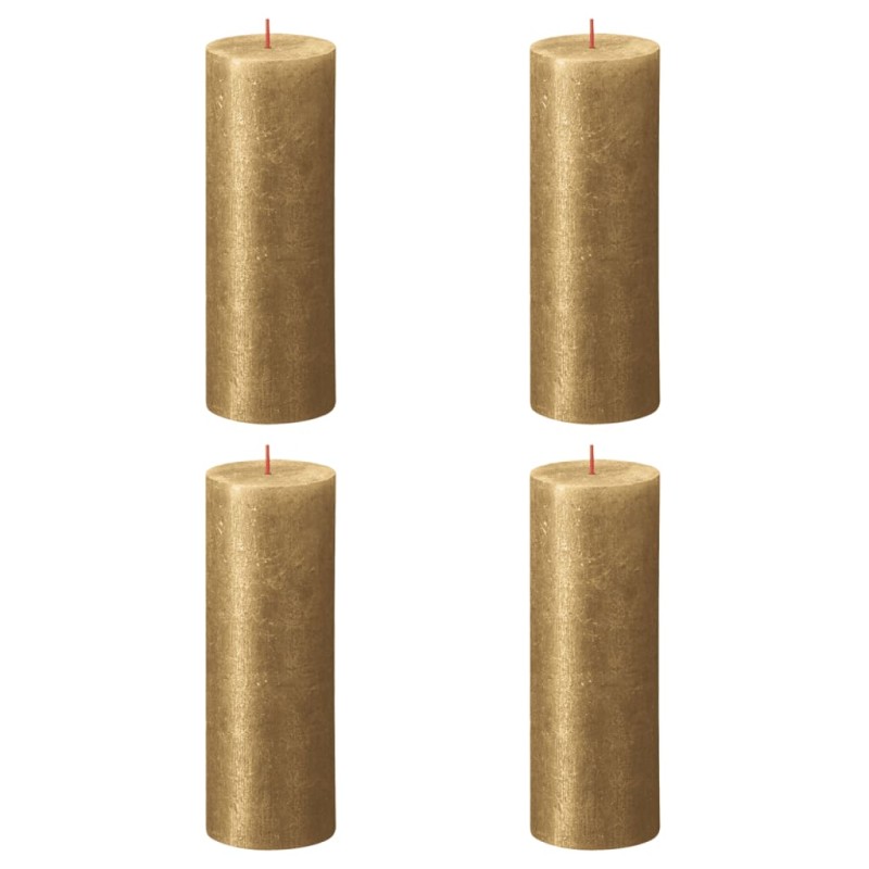 Bolsius Velas rústicas cilíndricas Shimmer 4 pcs 190x68 mm dourado-Velas-Home Retail