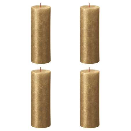 Bolsius Velas rústicas cilíndricas Shimmer 4 pcs 190x68 mm dourado