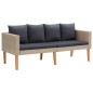 2 pcs conjunto lounge de jardim c/ almofadões vime PE bege