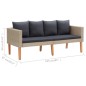 2 pcs conjunto lounge de jardim c/ almofadões vime PE bege