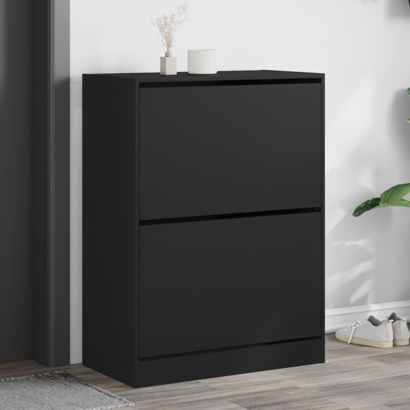 Sapateira c/ 2 gavetas articuladas 80x42x108 cm preto-Sapateiras e organizadores-Home Retail