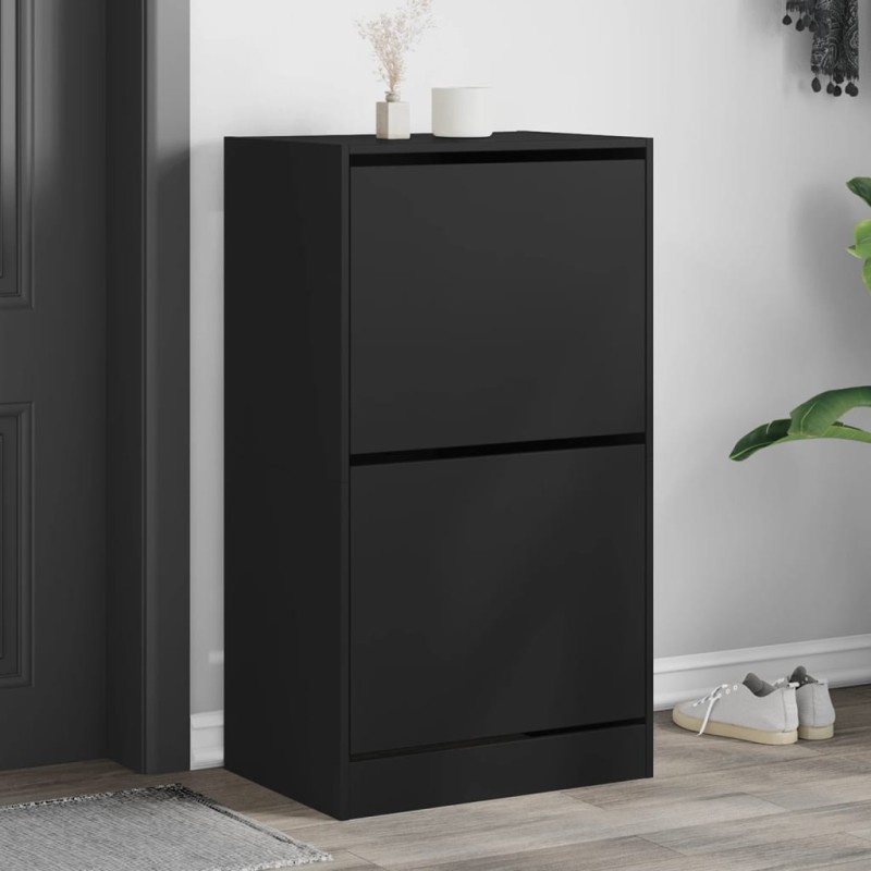 Sapateira c/ 2 gavetas articuladas 60x42x108 cm preto-Sapateiras e organizadores-Home Retail