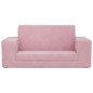 Sofá-cama infantil de 2 lugares pelúcia macia rosa