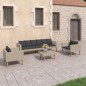 4 pcs conjunto lounge de jardim c/ almofadões vime PE bege