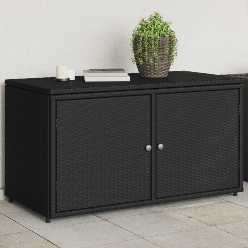 Armário de arrumação para jardim 110x55x60,5 cm vime PE preto-Baús para armazenamento exterior-Home Retail