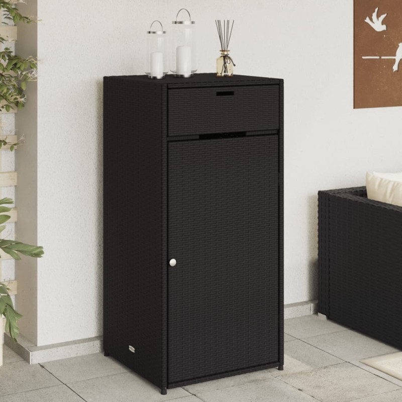 Armário de arrumação para jardim 55x55x111 cm vime PE preto-Baús para armazenamento exterior-Home Retail