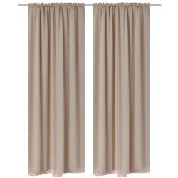 Cortinas opacas + barra de franzir 2 pcs 135 x 245 cm creme