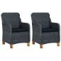 3 pcs conj. lounge jardim c/ almofadões vime PE cinzento-escuro