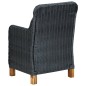 3 pcs conj. lounge jardim c/ almofadões vime PE cinzento-escuro