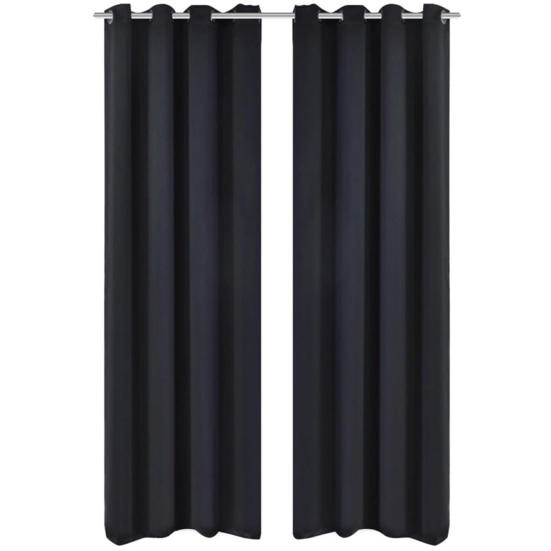 2 pcs Cortinas Blecaute com Argolas de Metal Preta 135 x 245 cm-Persianas e cortinas-Home Retail