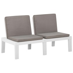 Banco lounge de jardim com almofadão plástico branco