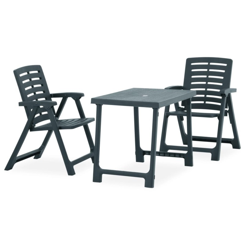 3 pcs conjunto de bistrô dobrável plástico verde-Conjuntos de jardim-Home Retail