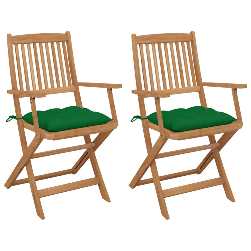 Cadeiras de jardim dobráveis c/ almofadões 2 pcs acácia maciça-Cadeiras de jardim-Home Retail