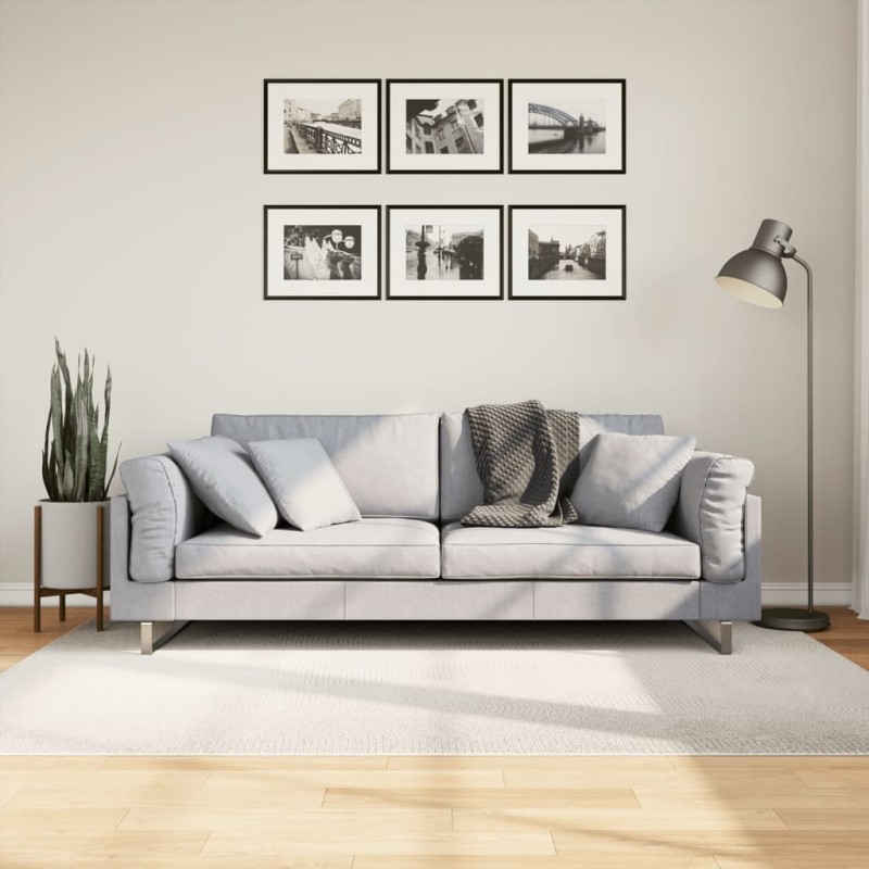 Tapete de pelo curto IZA visual escandinavo 140x200cm cor creme-Tapetes-Home Retail