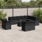 13 pcs conjunto de sofás de jardim com almofadões vime PE preto