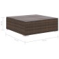 8 pcs conjunto lounge jardim c/ almofadões vime PE castanho