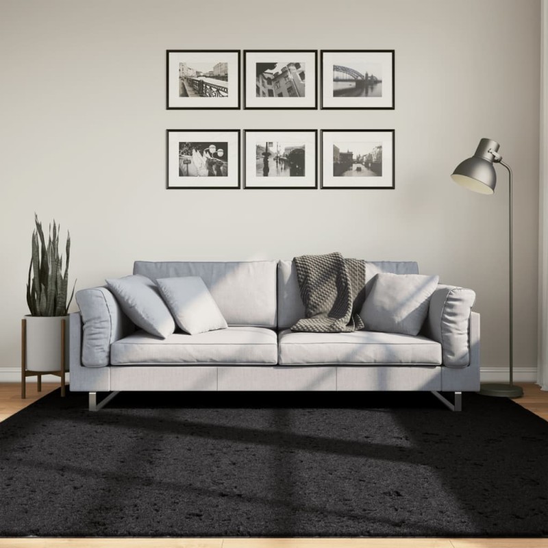 Tapete shaggy de pelo alto PAMPLONA 200x200 cm preto-Tapetes-Home Retail