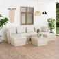 7 pcs conjunto lounge de paletes + almofadões madeira de abeto