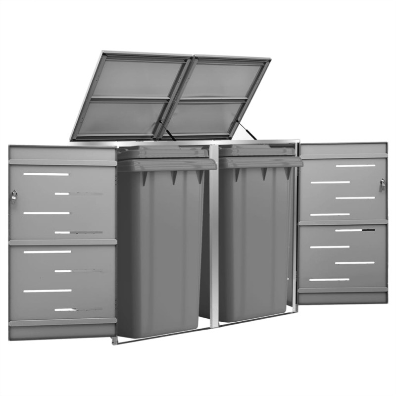 Abrigo duplo para caixote do lixo 138x77,5x112,5 cm aço inox-Estruturas para contentores de lixo-Home Retail