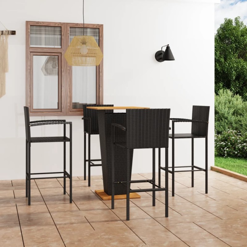 5 pcs conjunto de bar para jardim preto-Conjuntos de jardim-Home Retail