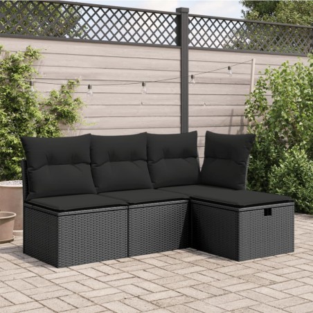 Banco de jardim com almofadão 55x55x37 cm vime PE preto