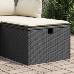 Banco de jardim com almofadão 55x55x37 cm vime PE preto