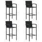 Conjunto de bar exterior c/ apoio de braços 5 pcs vime PE preto