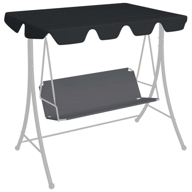 Toldo suplente baloiço jardim 188/168x145/110 cm preto-Topos para toldos e gazebos-Home Retail