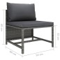 3 pcs conjunto lounge de jardim c/ almofadões vime PE cinzento