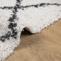 Tapete shaggy de pelo alto PAMPLONA 200x200 cm creme e preto