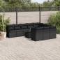 11 pcs conjunto sofás de jardim c/ almofadões vime PE preto