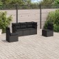 5 pcs conjunto sofás de jardim com almofadões vime PE preto