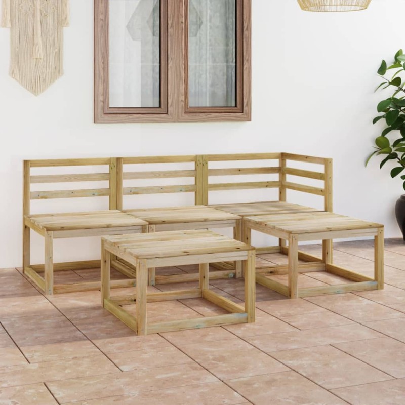 5 pcs conjunto lounge de jardim pinho impregnado verde-Conjuntos de jardim-Home Retail