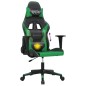 Cadeira gaming massagens couro artificial preto e verde