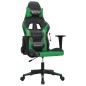 Cadeira gaming massagens couro artificial preto e verde