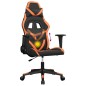 Cadeira gaming massagens couro artificial preto e laranja