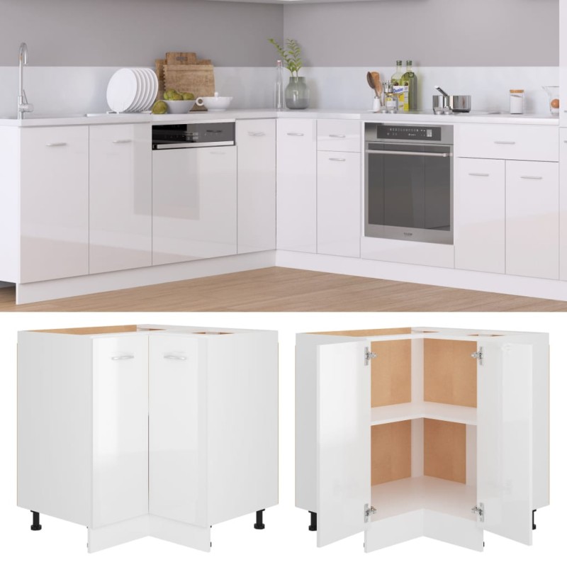 Armário inferior de canto 75,5x75,5x81,5cm contraplacado branco-Armários de cozinha-Home Retail