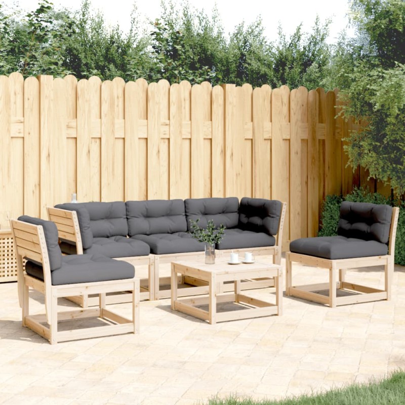 5 pcs conjunto de sofás de jardim com almofadões pinho maciço-Conjuntos de jardim-Home Retail