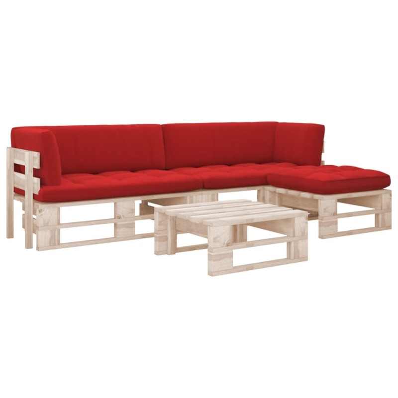 4 pcs conj. lounge paletes c/ almofadões pinho impregnado-Conjuntos de jardim-Home Retail