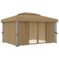 Gazebo com cortina 4x3 m alumínio cinzento-acastanhado