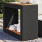 Mesa de jardim com tampo de madeira 100x40x75 cm vime PE preto