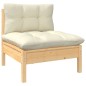 8 pcs conjunto lounge jardim c/ almofadões cor creme pinho